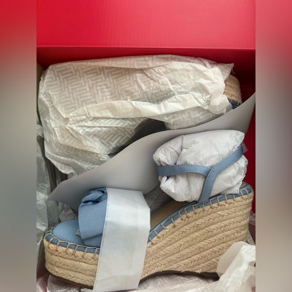 Ted Baker Light Blue Bow Espadrille Wedge Sandals - Picture 4 of 4